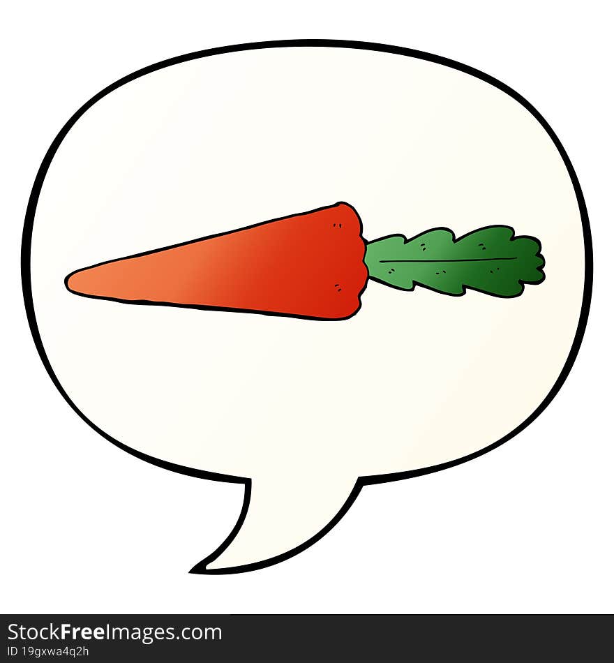 cartoon carrot with speech bubble in smooth gradient style