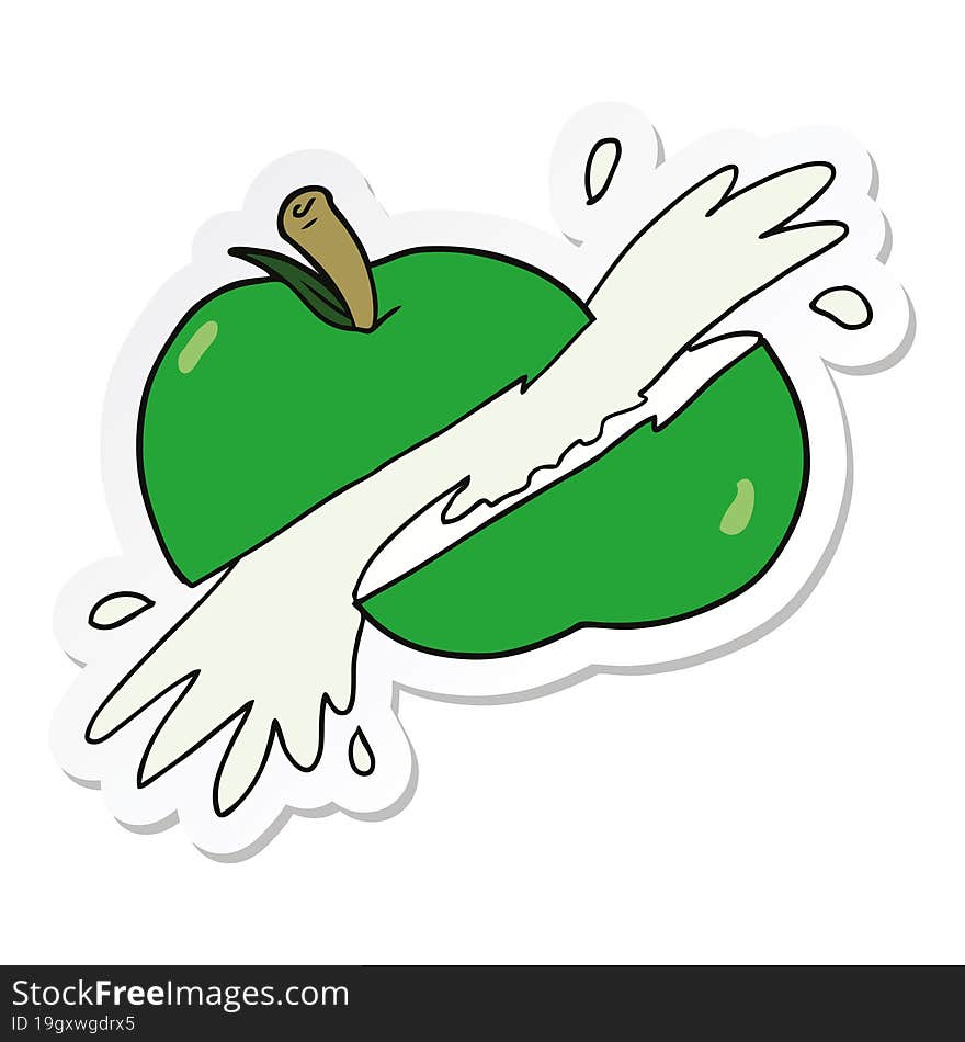 sticker of a cartoon sliced apple