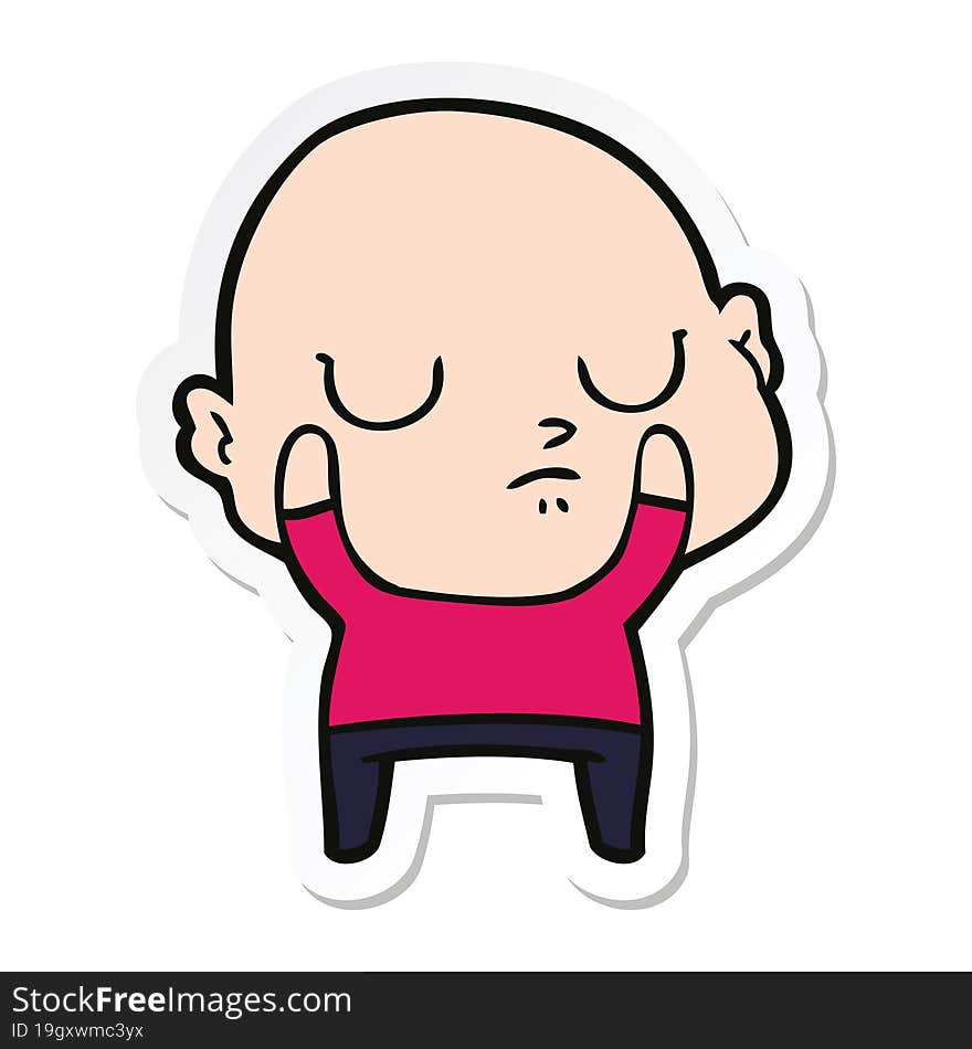 sticker of a cartoon bald man