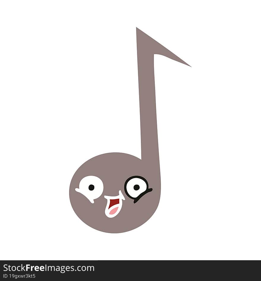 Flat Color Retro Cartoon Musical Note