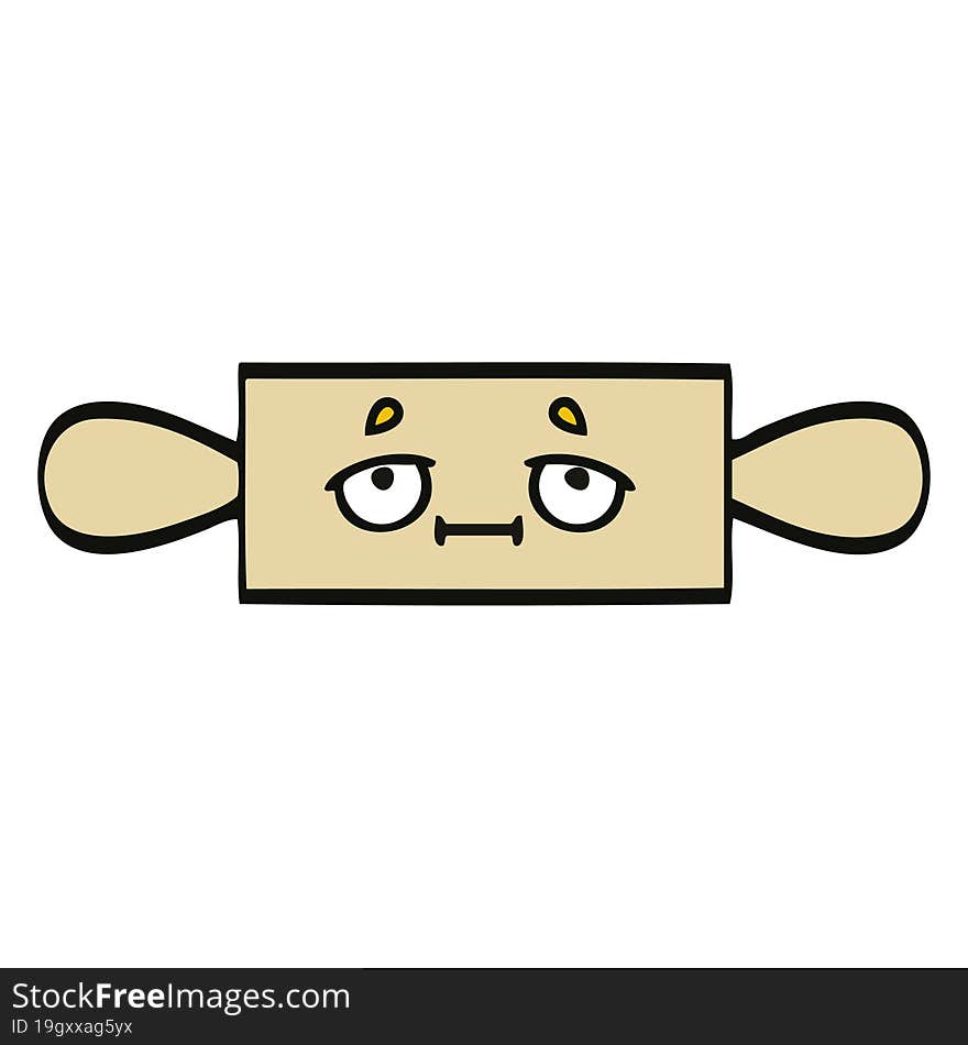 cute cartoon of a rolling pin. cute cartoon of a rolling pin