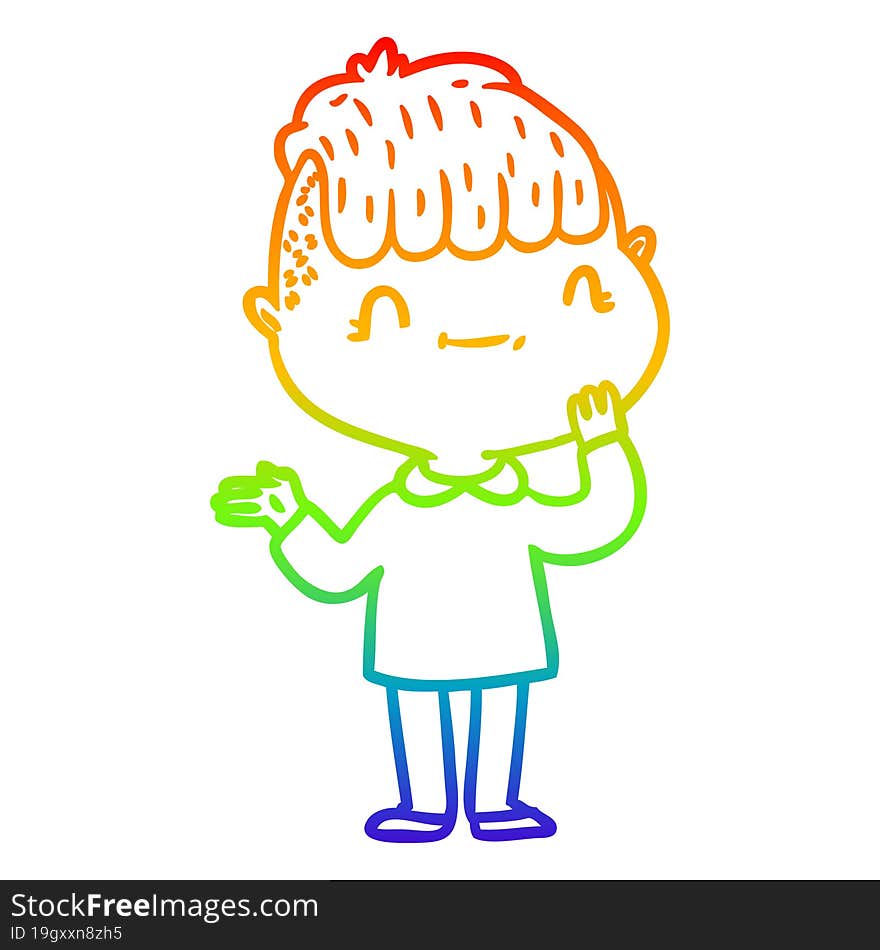 rainbow gradient line drawing cartoon friendly boy