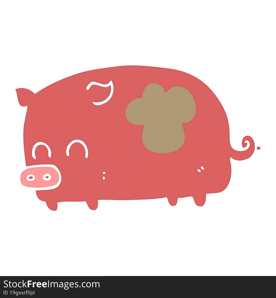 cute flat color style cartoon pig