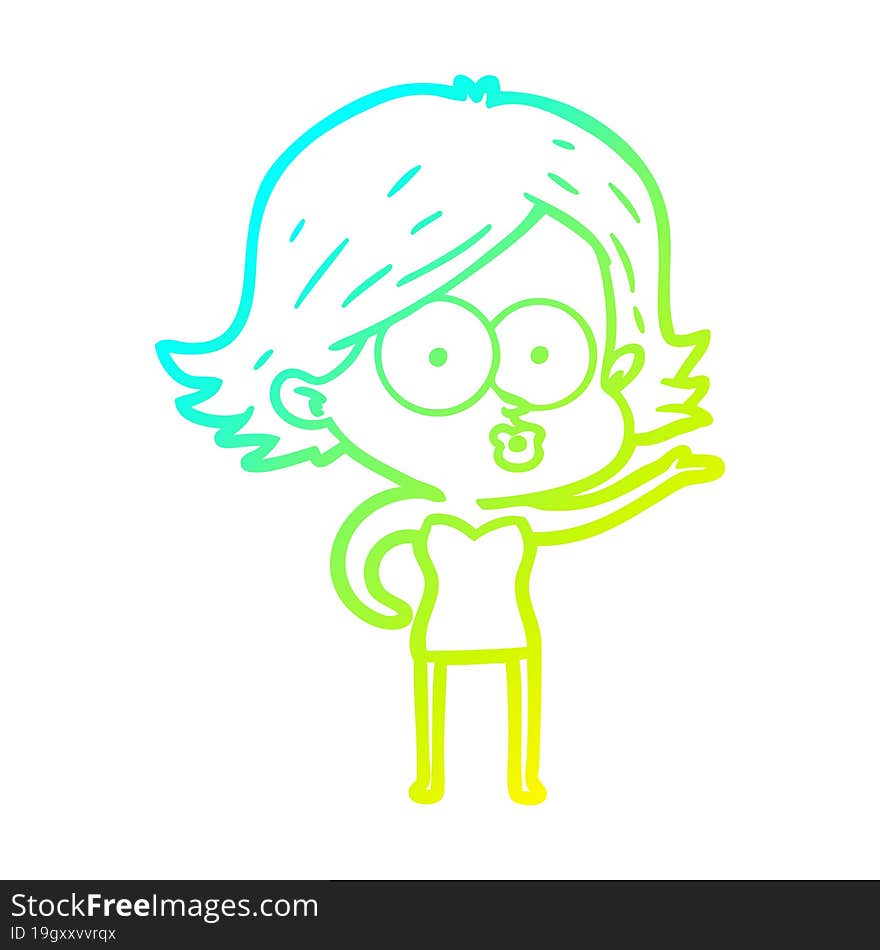 cold gradient line drawing cartoon girl pouting