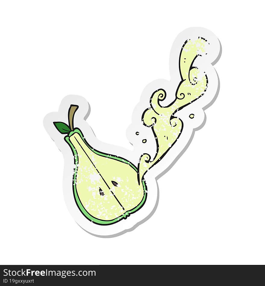 retro distressed sticker of a cartoon half pear