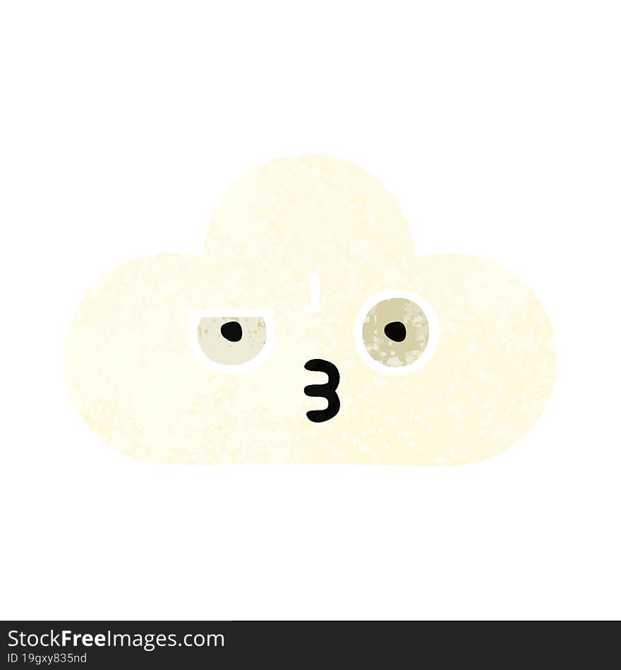 retro illustration style cartoon white cloud