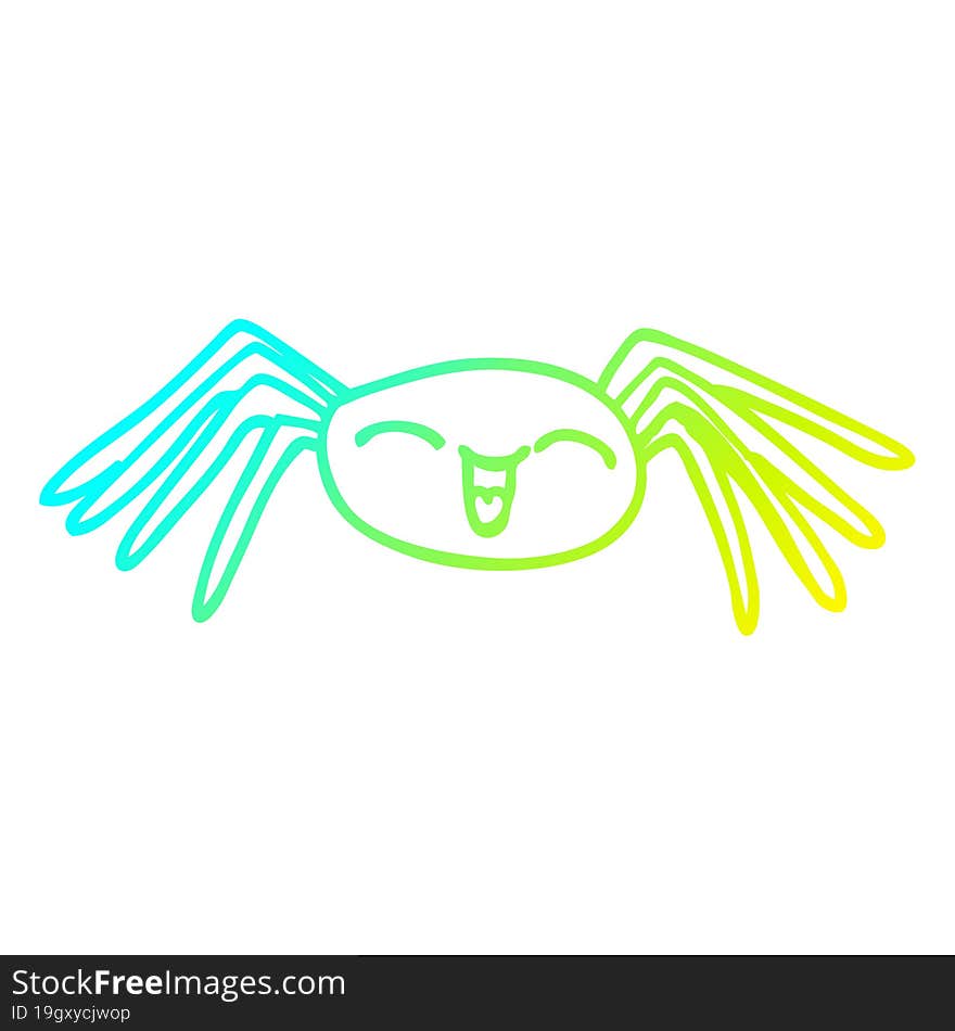 cold gradient line drawing happy cartoon spider