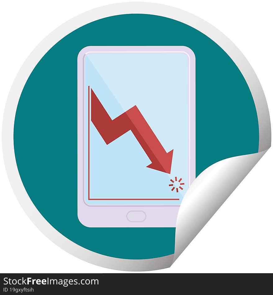 Electronic Tablet Showing Business Performance Graphic Circular Sticker