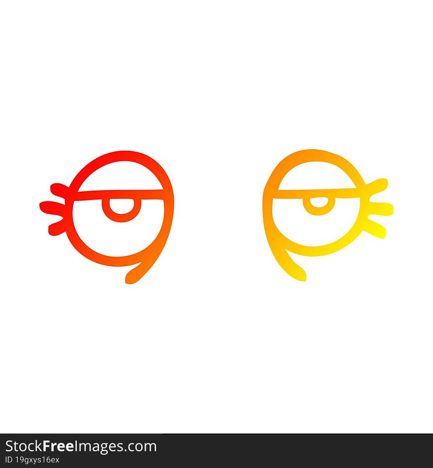 warm gradient line drawing cartoon tired eyes