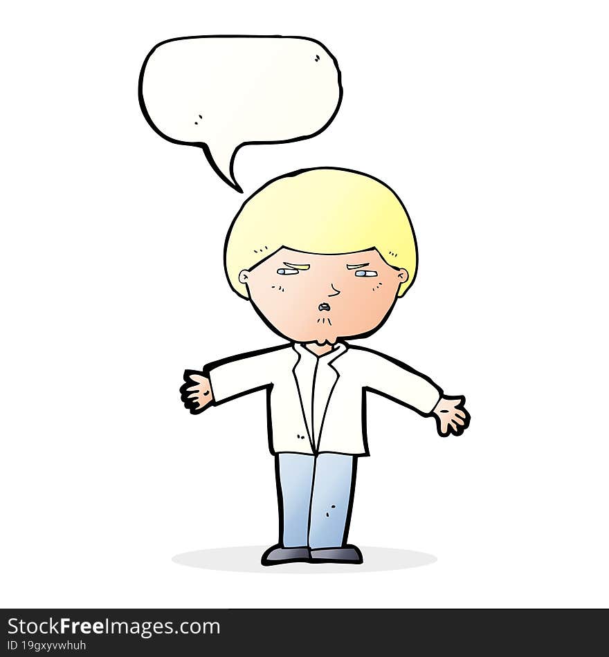 cartoon annoyed man with speech bubble