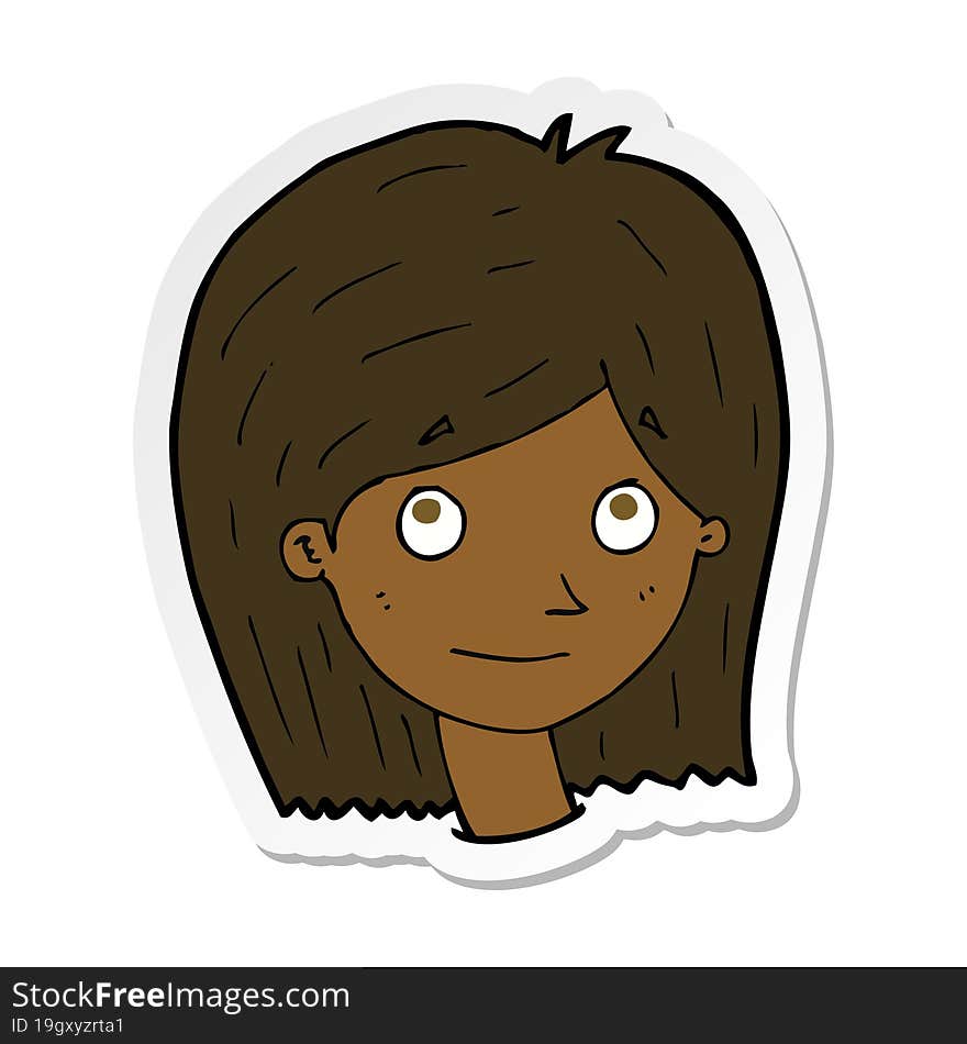 Sticker Of A Cartoon Happy Female Face