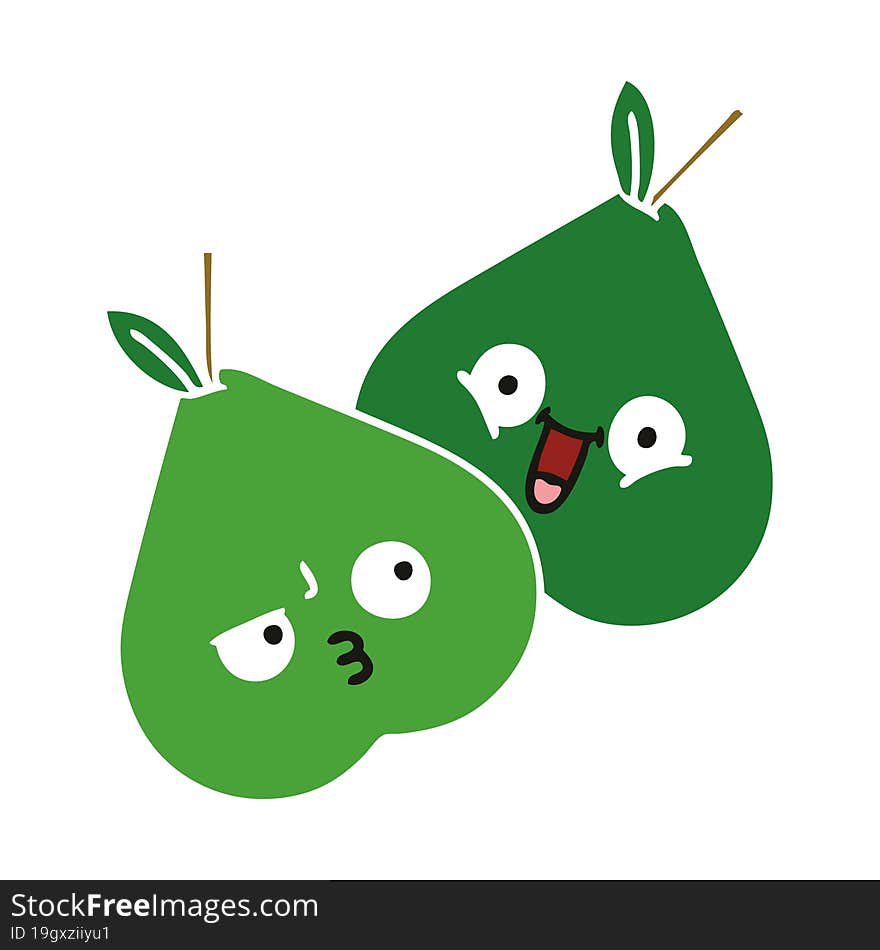 flat color retro cartoon pears