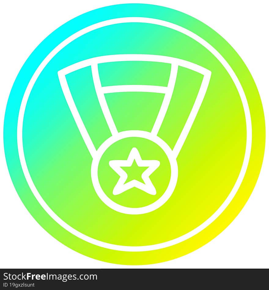 medal award circular in cold gradient spectrum