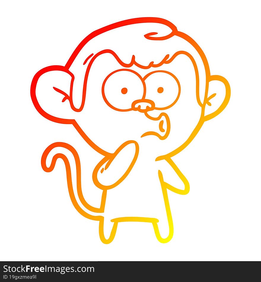 warm gradient line drawing cartoon hooting monkey