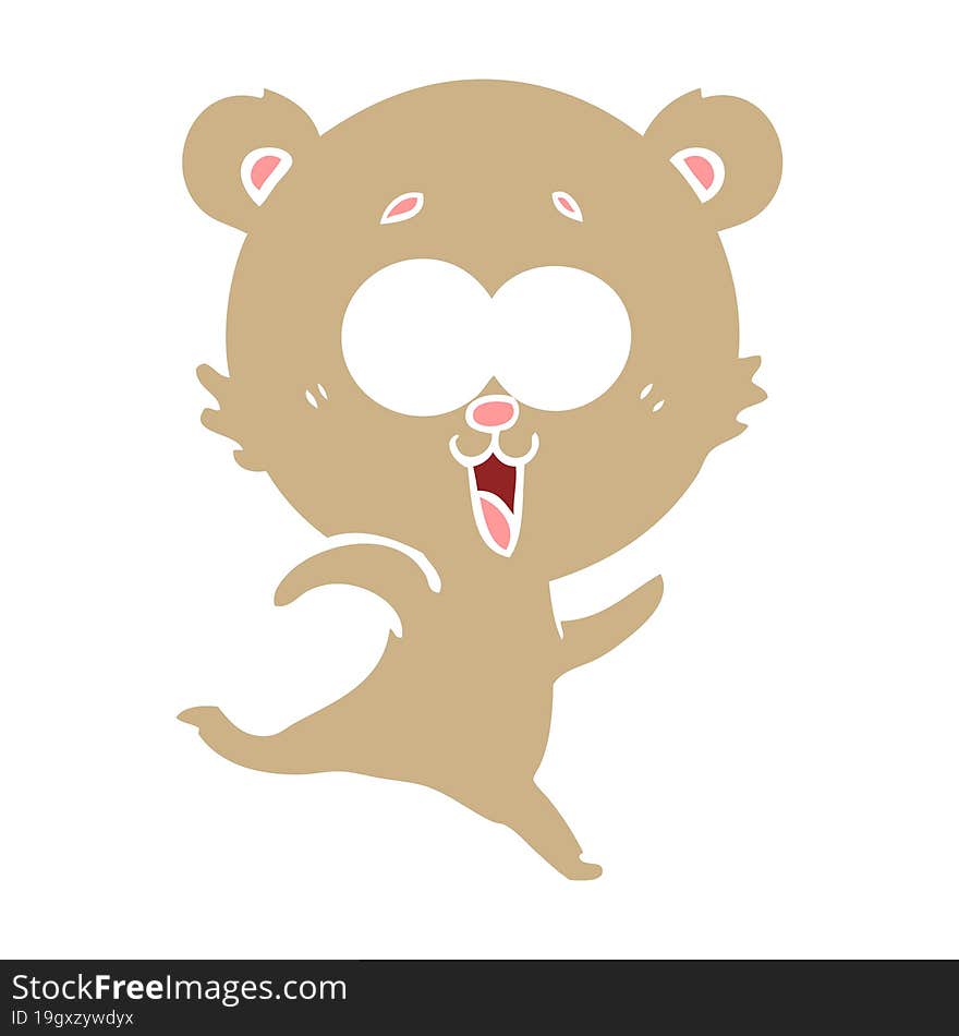 laughing teddy  bear flat color style cartoon