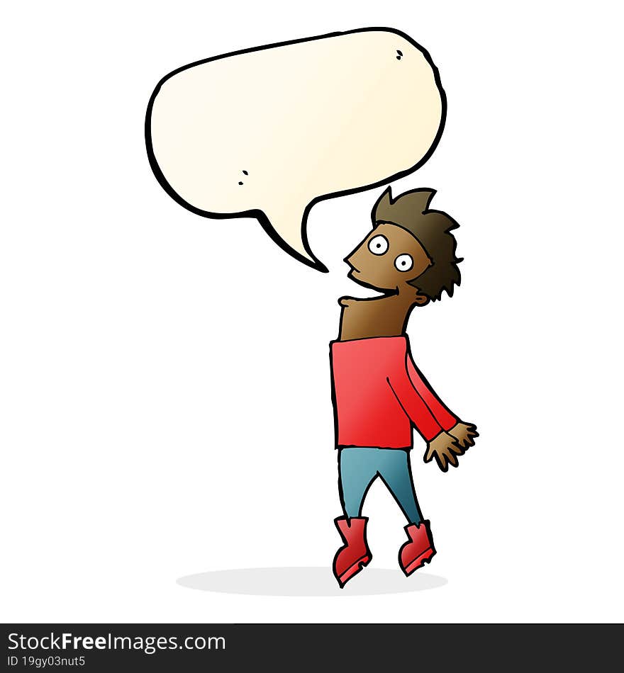 cartoon drenched man flying with speech bubble