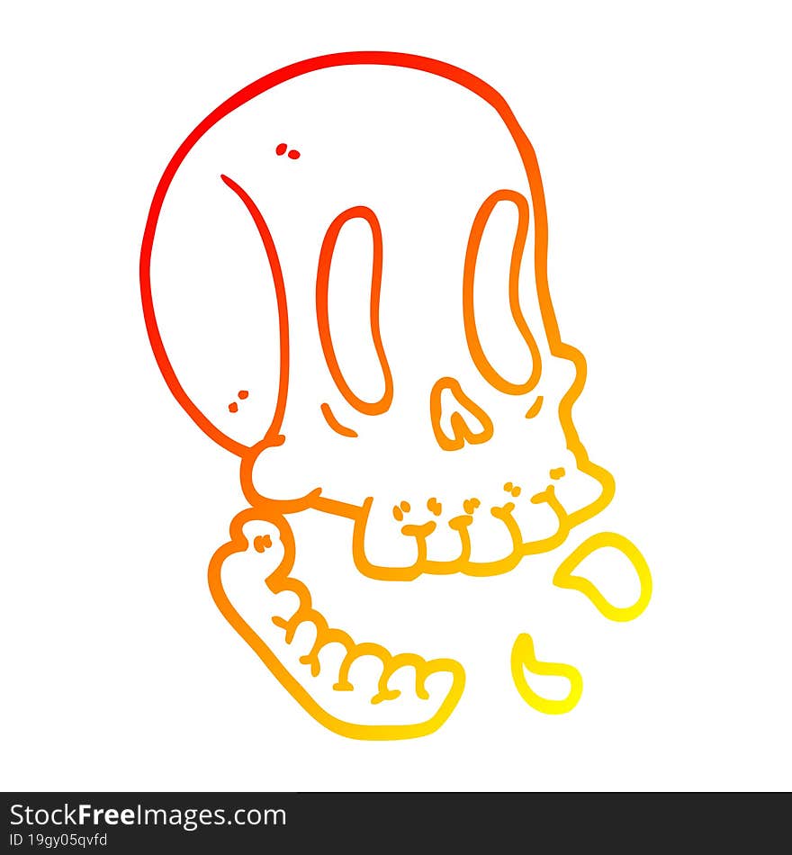 warm gradient line drawing funny cartoon skull