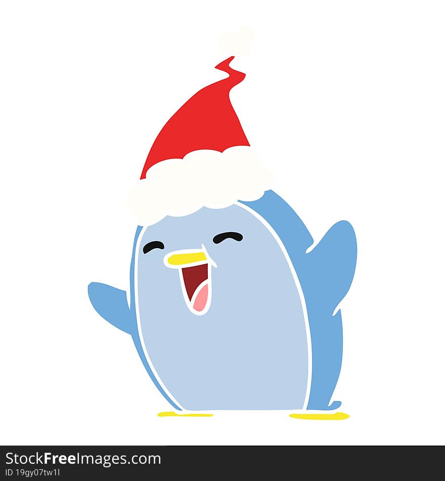 hand drawn christmas cartoon of kawaii penguin