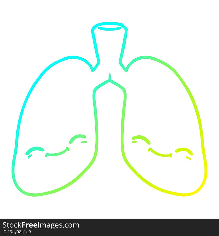 cold gradient line drawing cartoon lungs