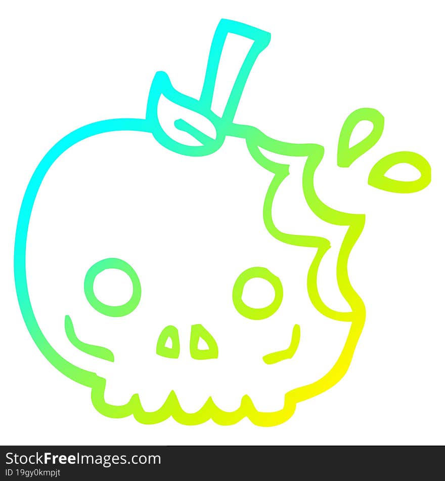 cold gradient line drawing of a cartoon red poison apple