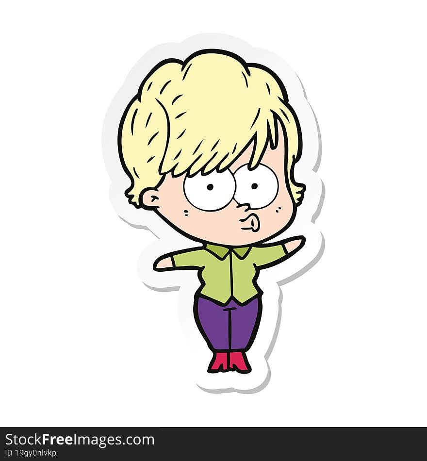 sticker of a cartoon woman