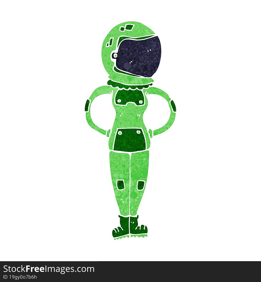 cartoon female astronaut