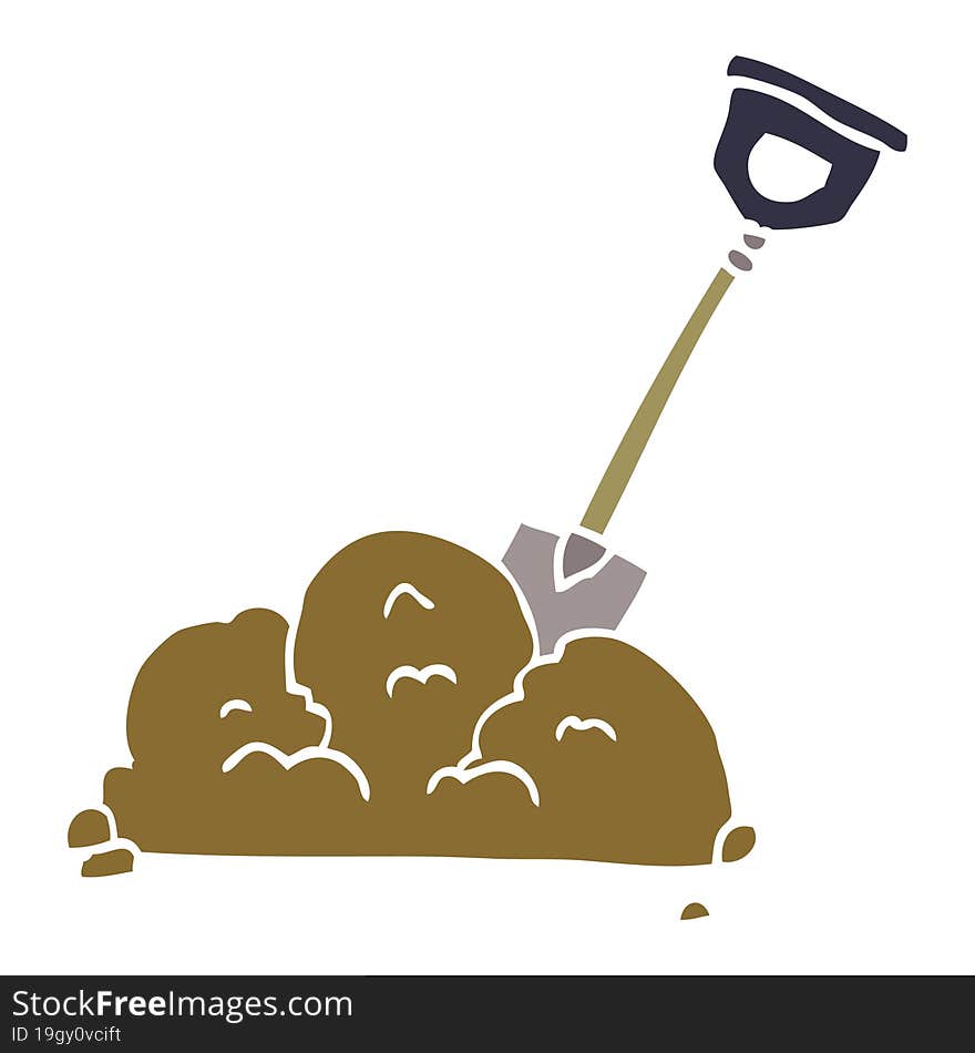 cartoon doodle shovel in dirt