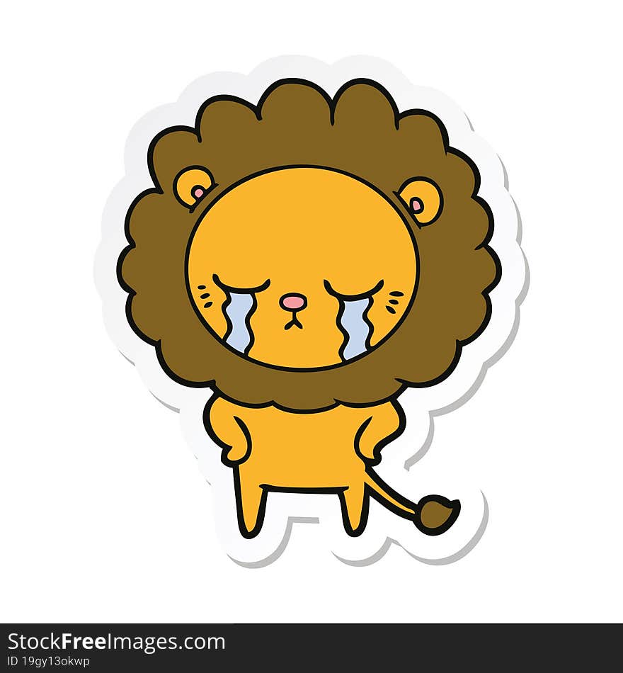 Sticker Of A Crying Cartoon Lion