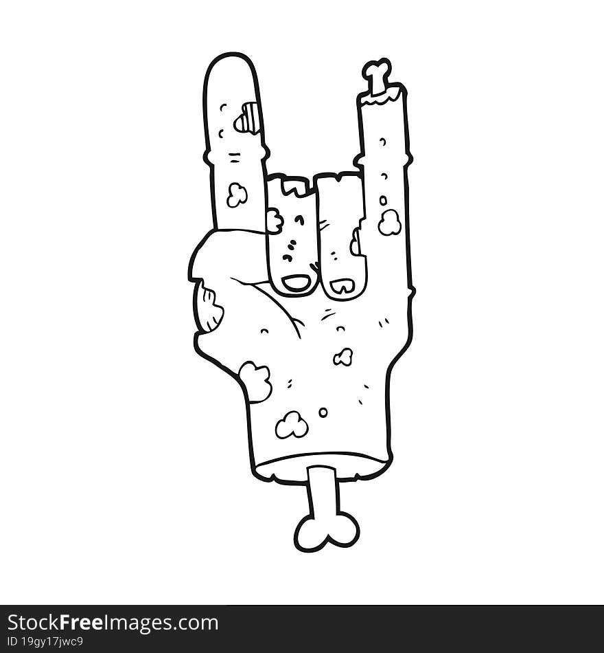 black and white cartoon zombie hand