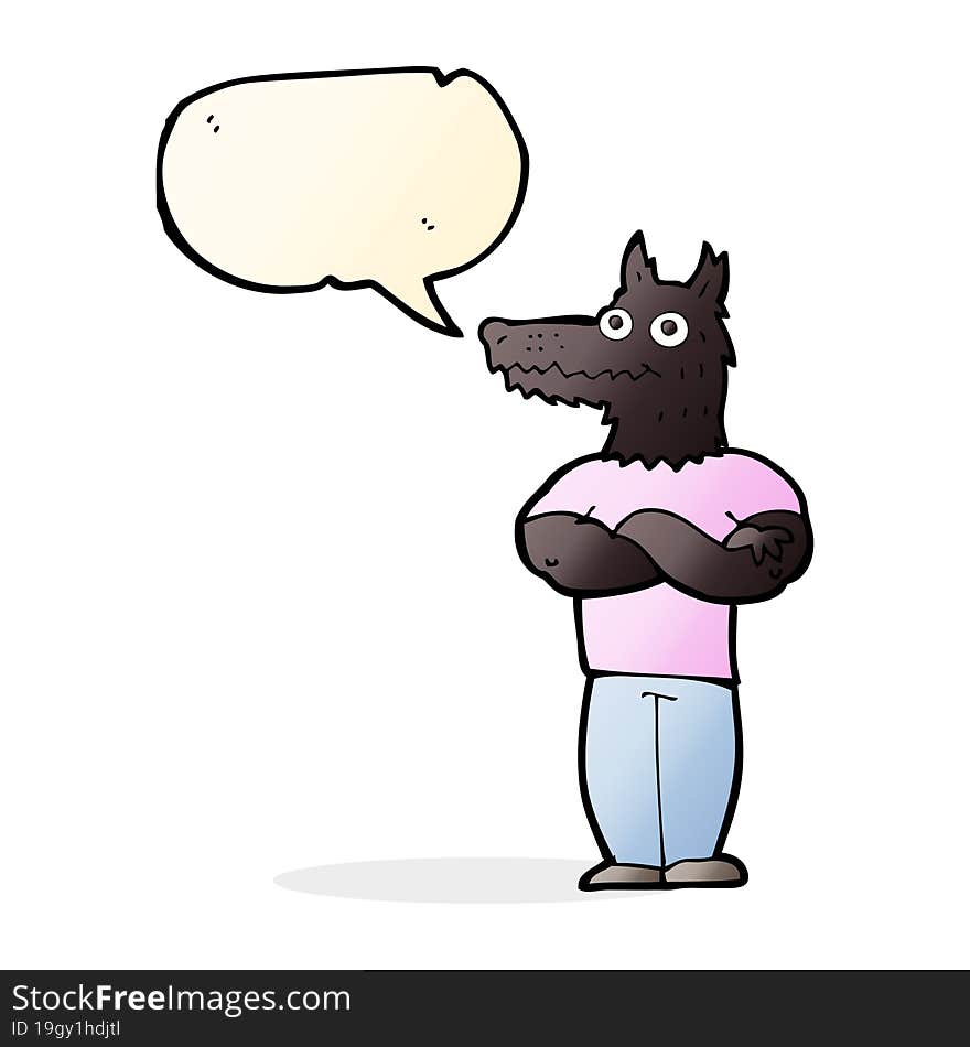 cartoon werewolf with speech bubble