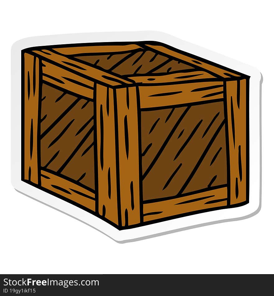 Sticker Cartoon Doodle Of A Wooden Crate