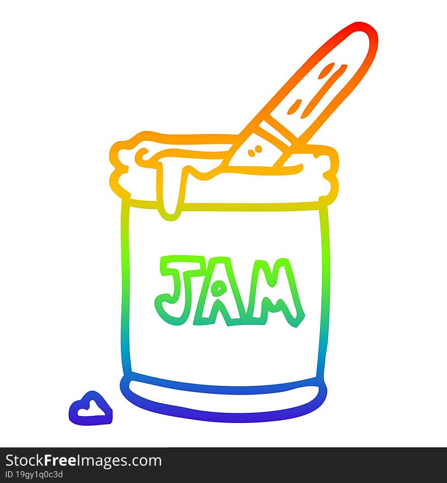 rainbow gradient line drawing cartoon jam jar