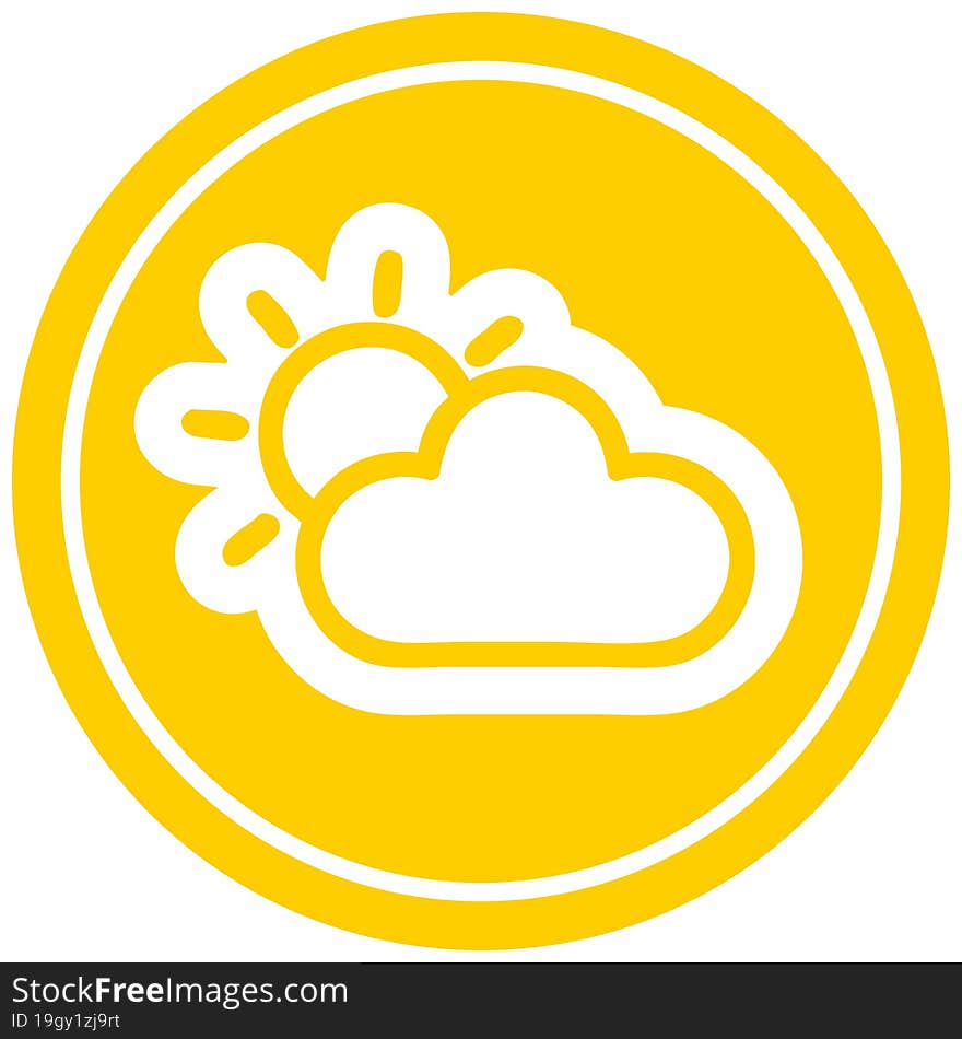 Sun And Cloud Circular Icon