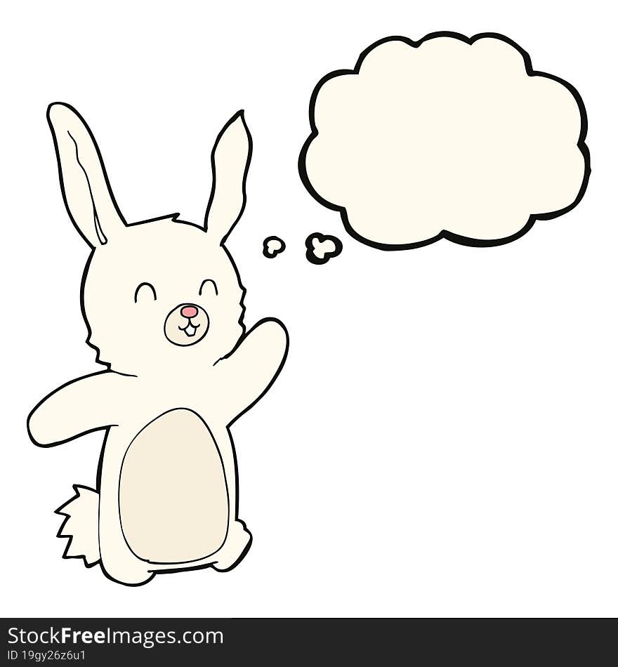 Cartoon Happy Rabbit With Thought Bubble