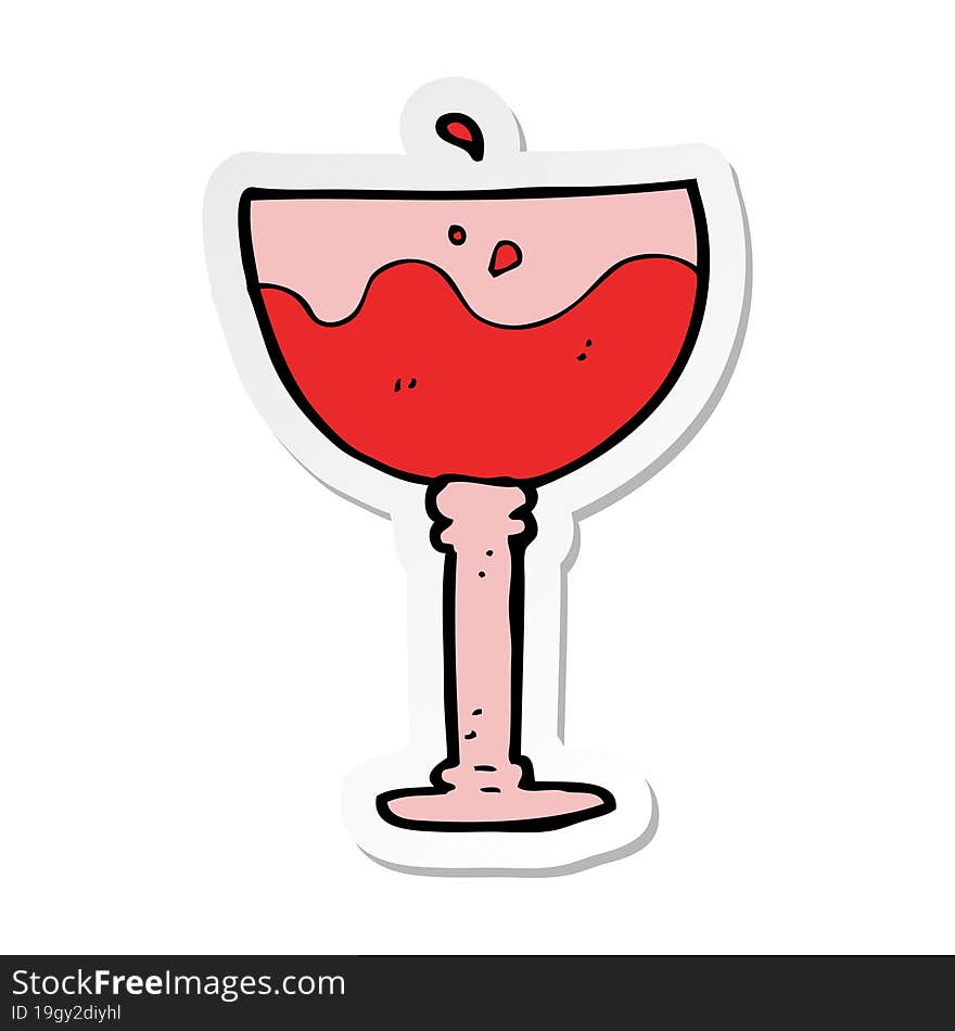 sticker of a cartoon glass of wine