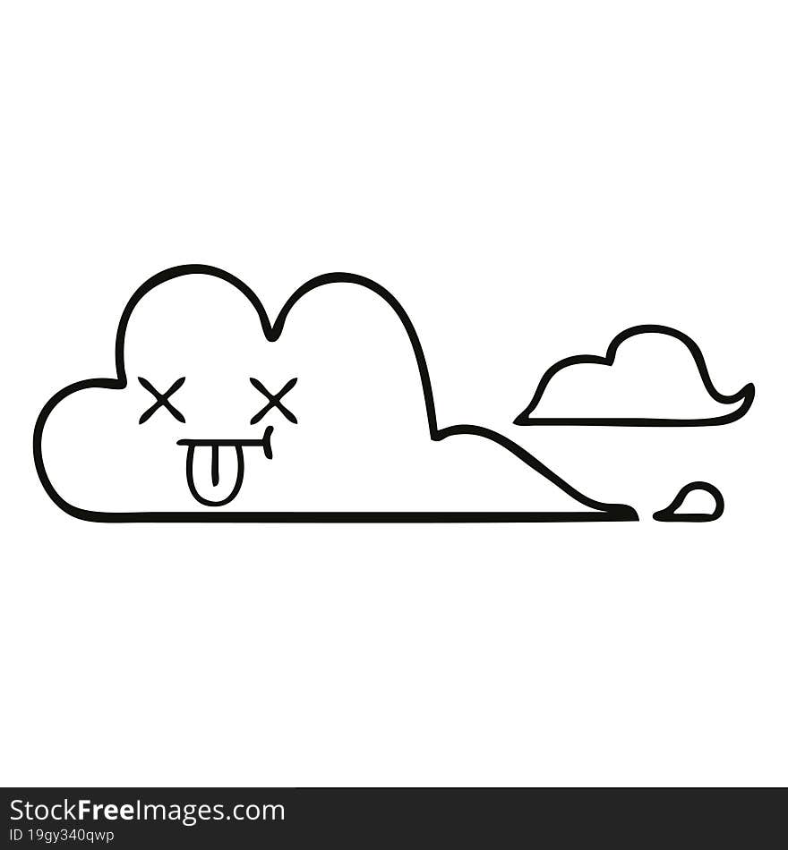 line drawing cartoon of a cloud. line drawing cartoon of a cloud