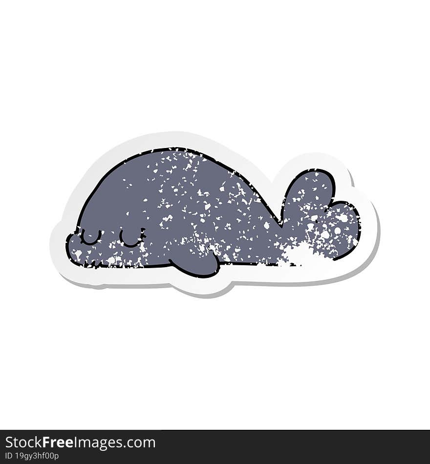 Distressed Sticker Of A Cute Cartoon Seal