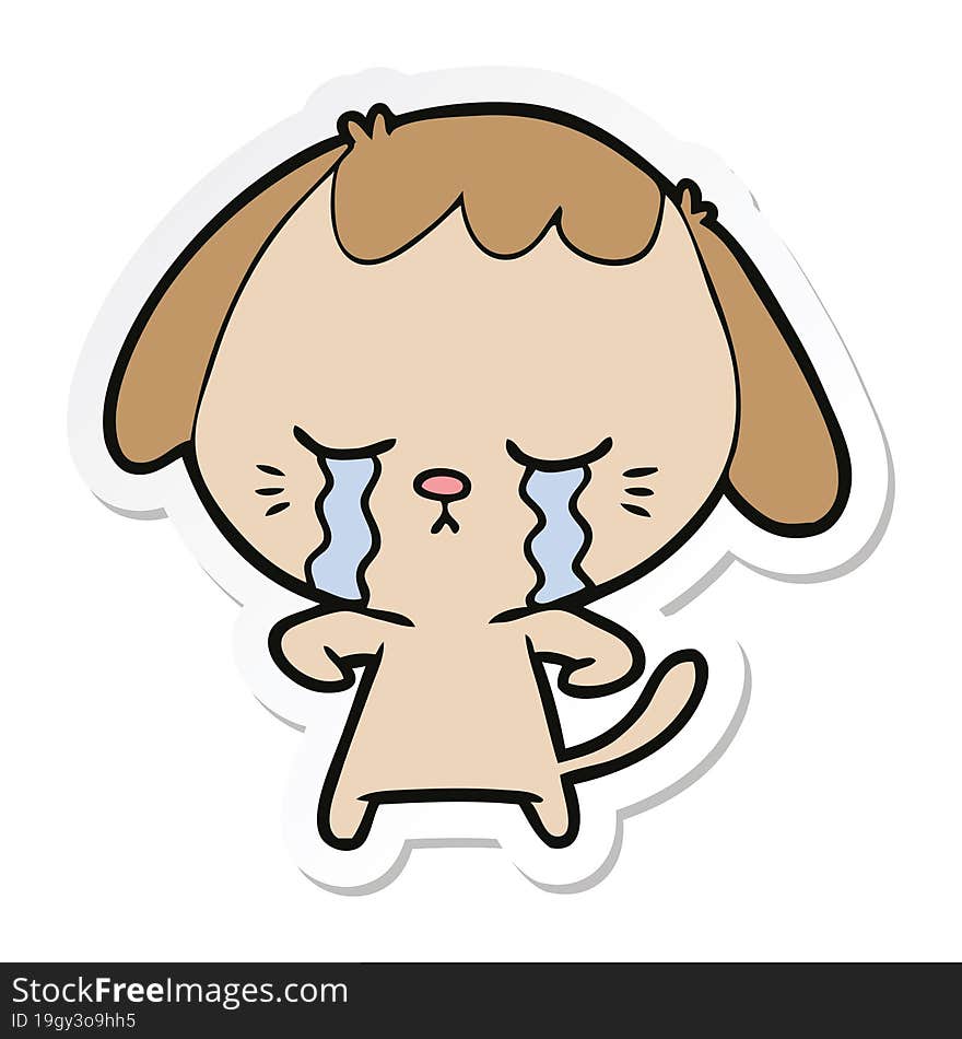 sticker of a cartoon crying dog