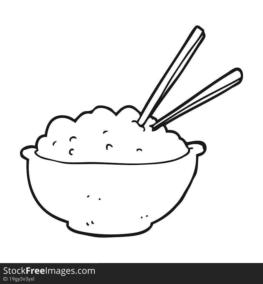 black and white cartoon bowl of rice