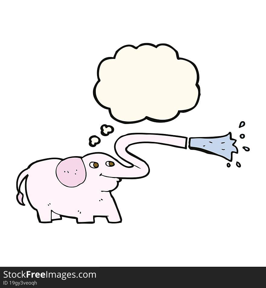 cartoon elephant squirting water with thought bubble