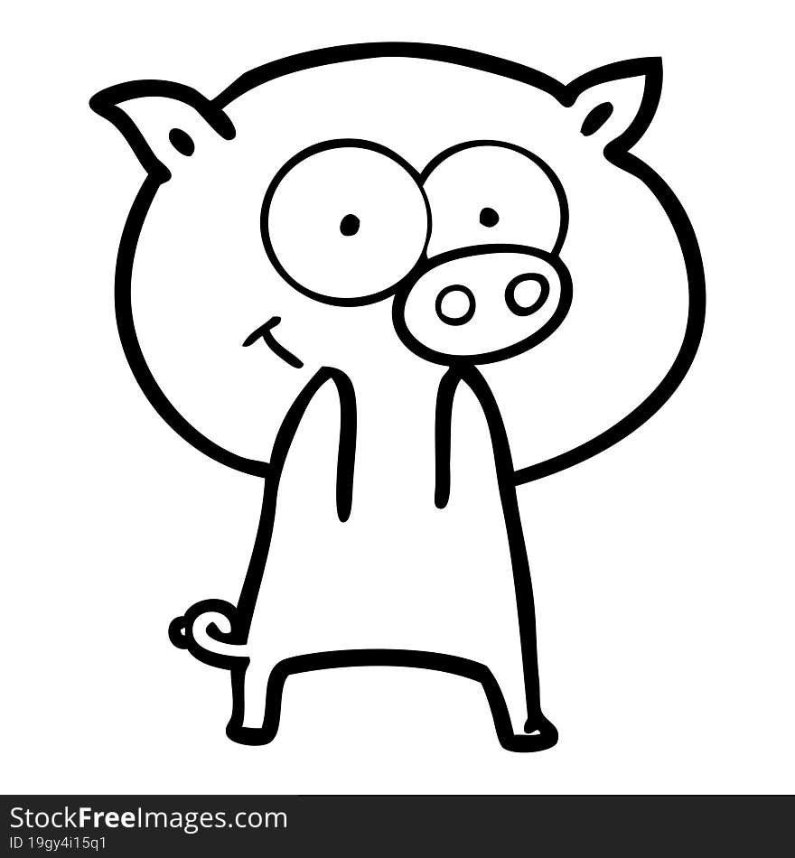 cheerful pig cartoon. cheerful pig cartoon