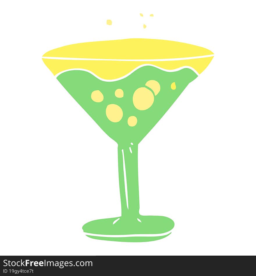 flat color illustration of a cartoon cocktail