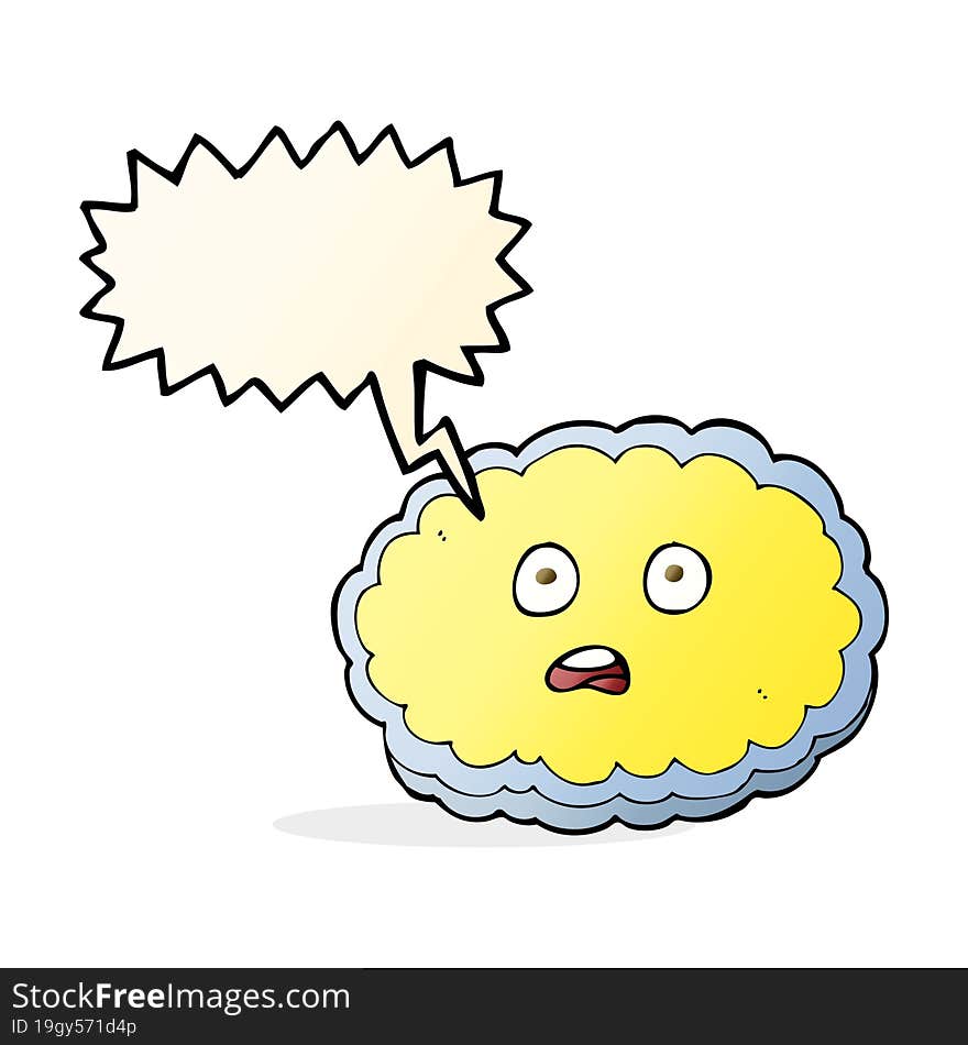 shocked cartoon cloud face with speech bubble