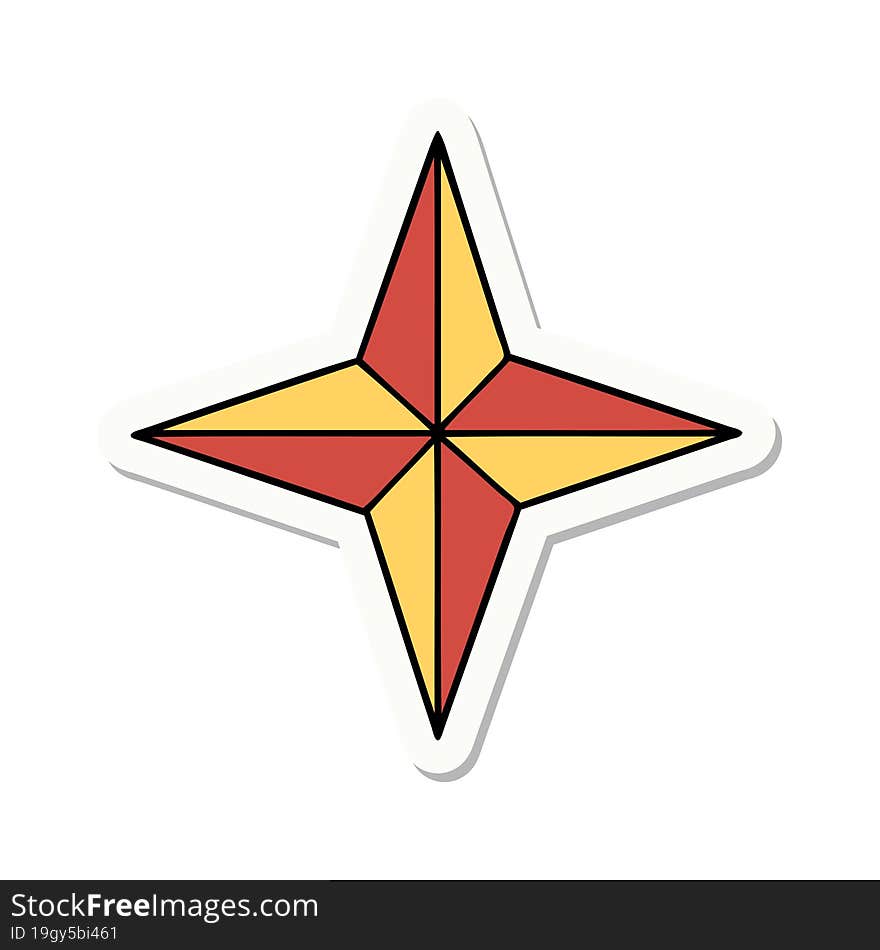 sticker of tattoo in traditional style of a star. sticker of tattoo in traditional style of a star