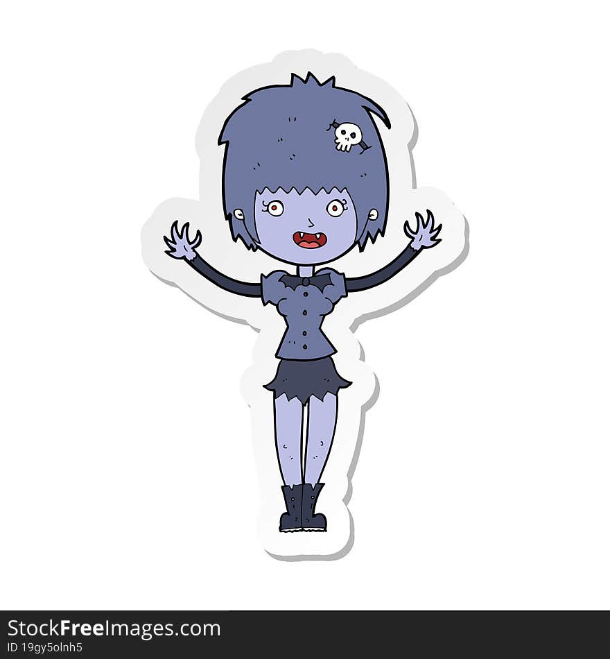 sticker of a cartoon vampire girl