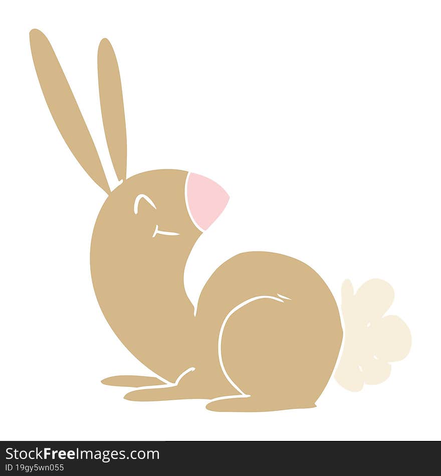 Cute Flat Color Style Cartoon Rabbit