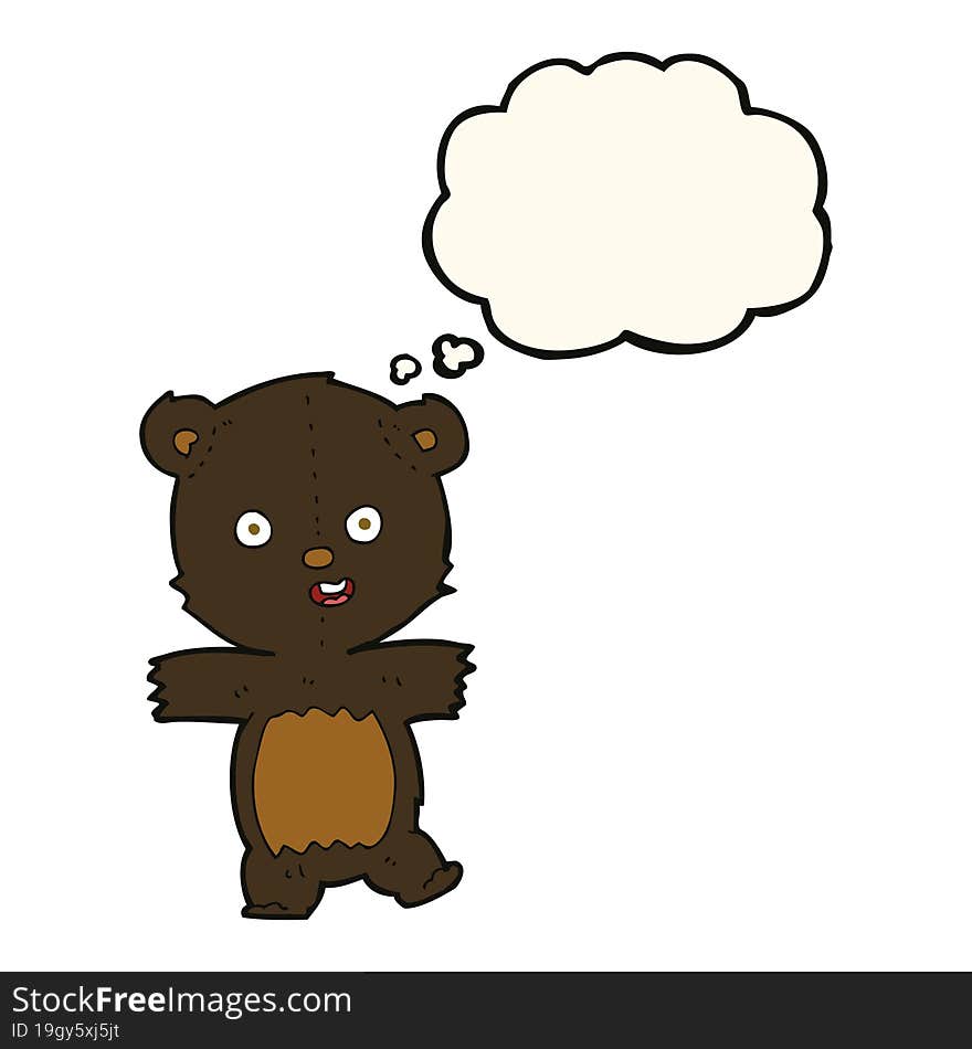 cartoon cute black bear cub with thought bubble