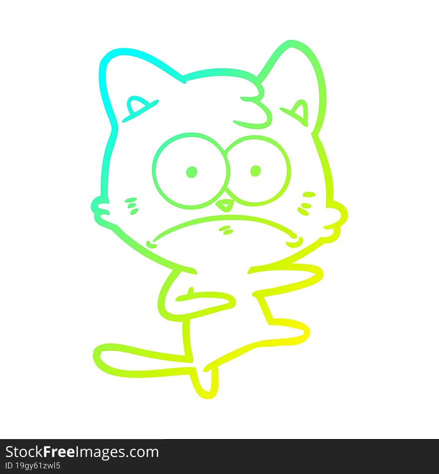 cold gradient line drawing cartoon nervous cat