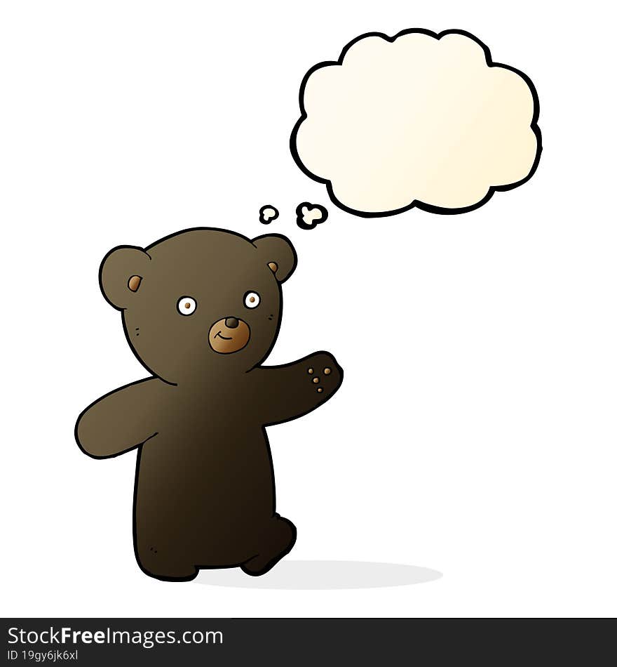 cartoon black bear cub with thought bubble