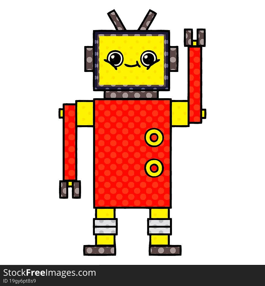 comic book style cartoon robot